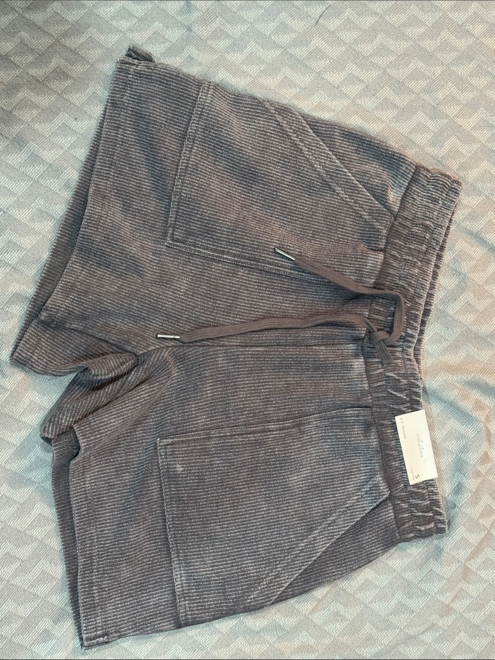 Corduroy Drawstring Shorts - Gray